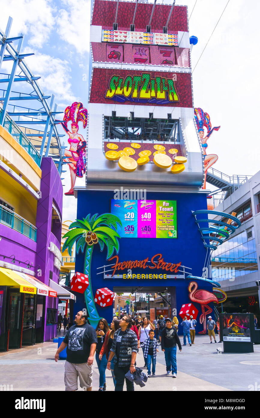 Las Vegas, United States of America - May 07, 2016: The people going at Fremont Street Experience during the daytime, in downtown Las Vegas, Nevada Stock Photo