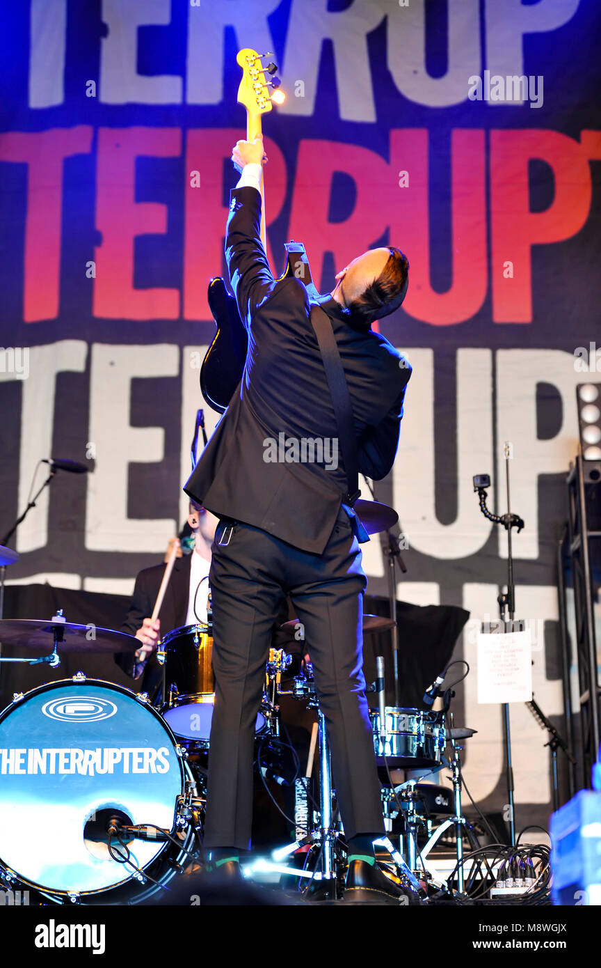Costa Mesa, California, March 17, 2018 - The Interrupters on stage at Travis Barkers Musink Music and Tattoo Festival - Photo Credit: Ken Howard/Alamy Stock Photo