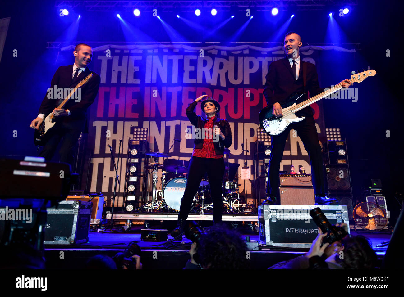 Costa Mesa, California, March 17, 2018 - The Interrupters on stage at Travis Barkers Musink Music and Tattoo Festival - Photo Credit: Ken Howard/Alamy Stock Photo