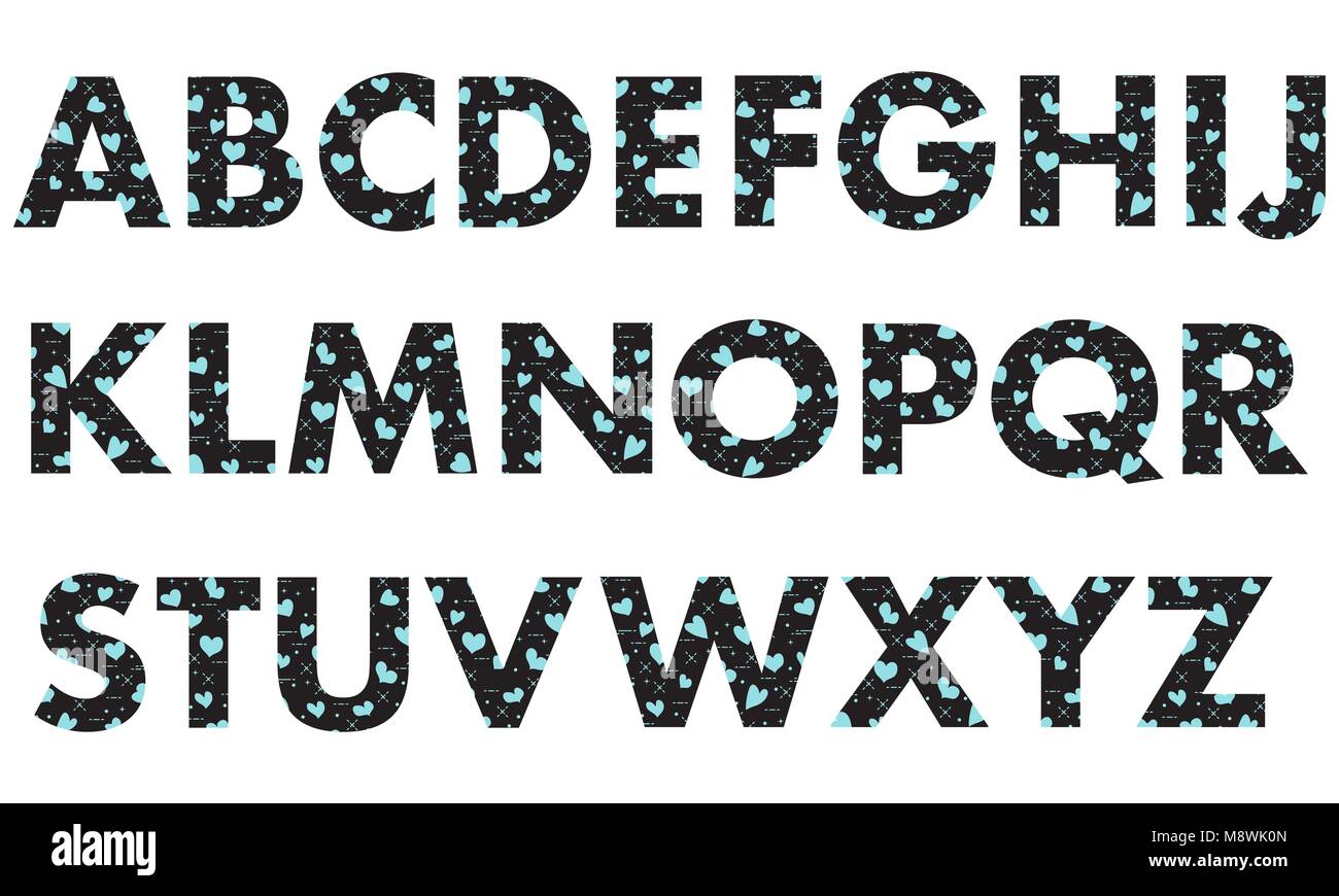 capital letters of the english alphabet painted with a colorful background with hearts template for design fabric print stock vector image art alamy