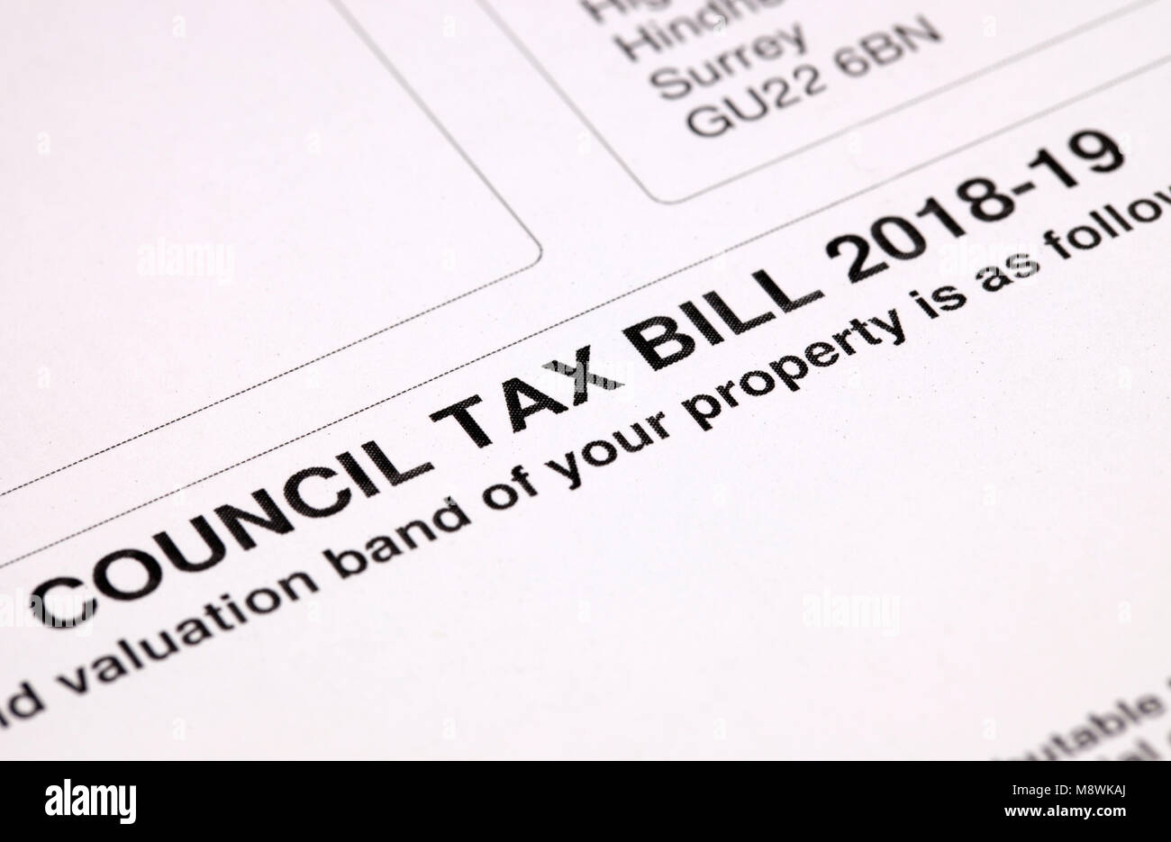 Council Tax Bill 2018-2019 Stock Photo