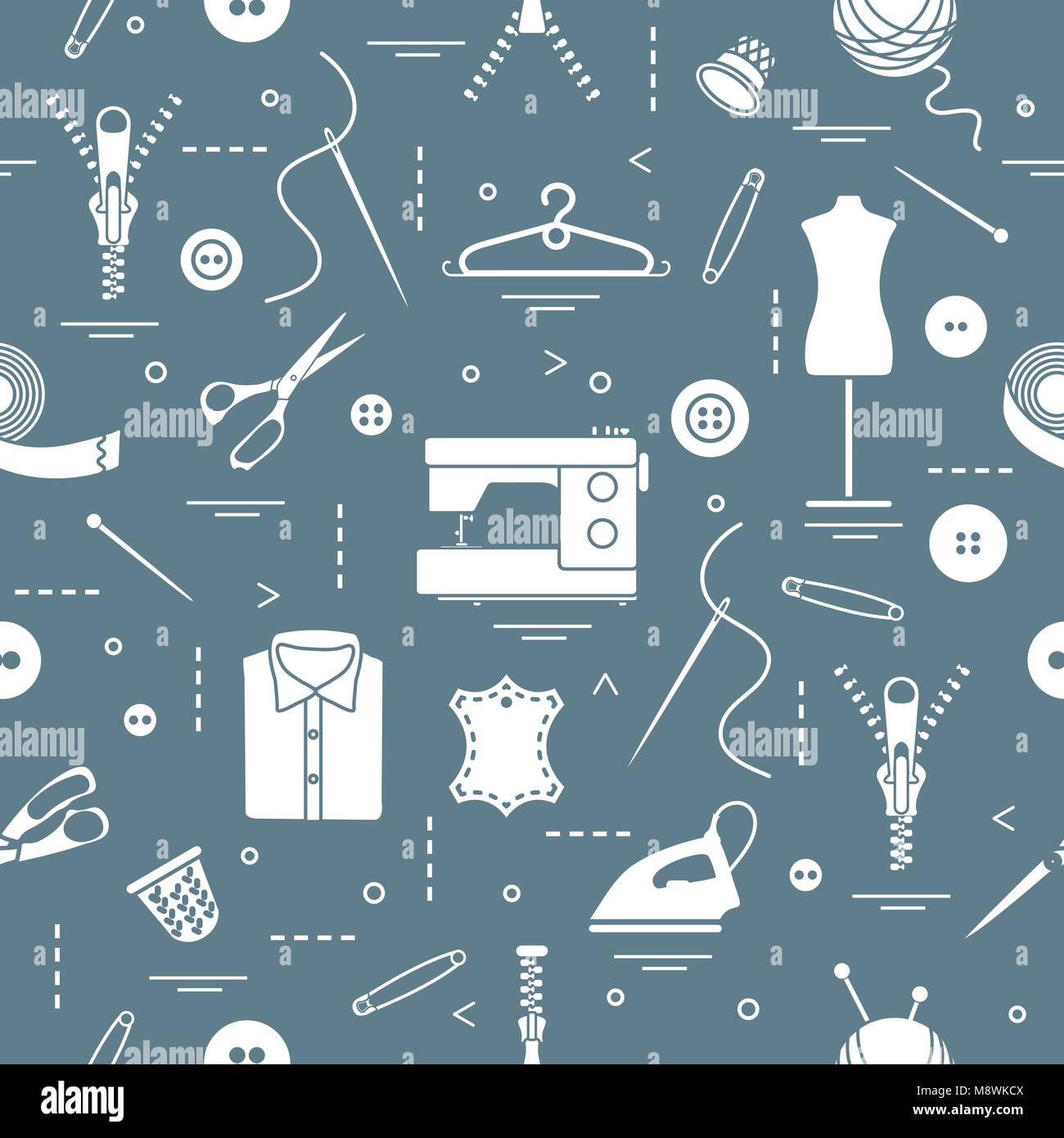 Seamless pattern with tools and accessories for sewing. Template for ...