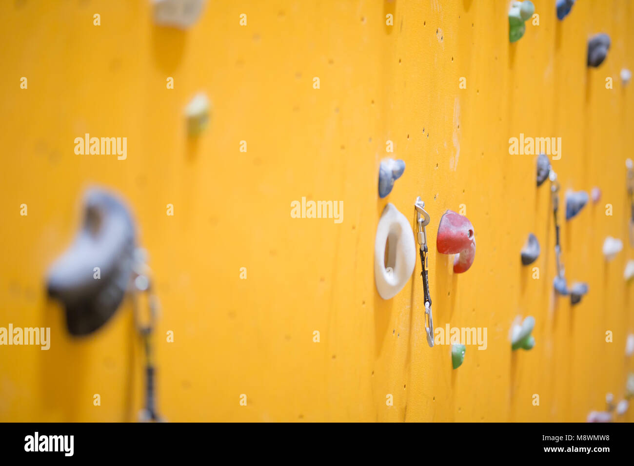 Climbing Wall. Climbing wall with colorful rocks. Stock Photo
