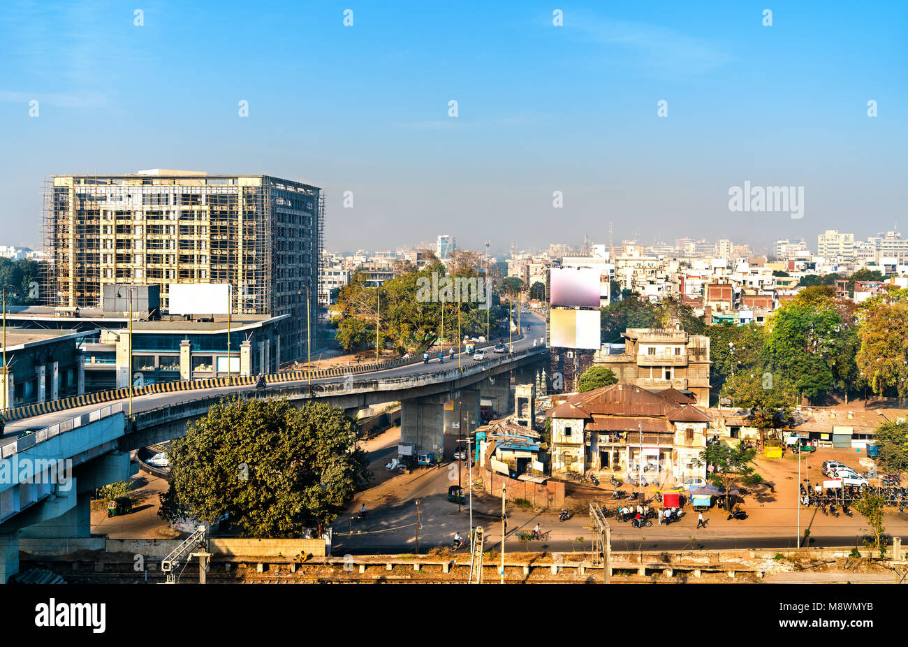 Skyline of Vadodara, formerly known as Baroda, the third-largest city in Gujarat state of India Stock Photo