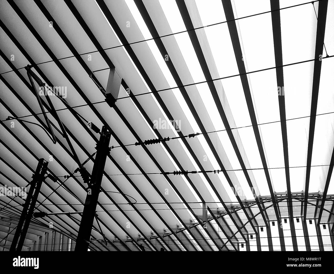 black and white architectural detail in a station Stock Photo