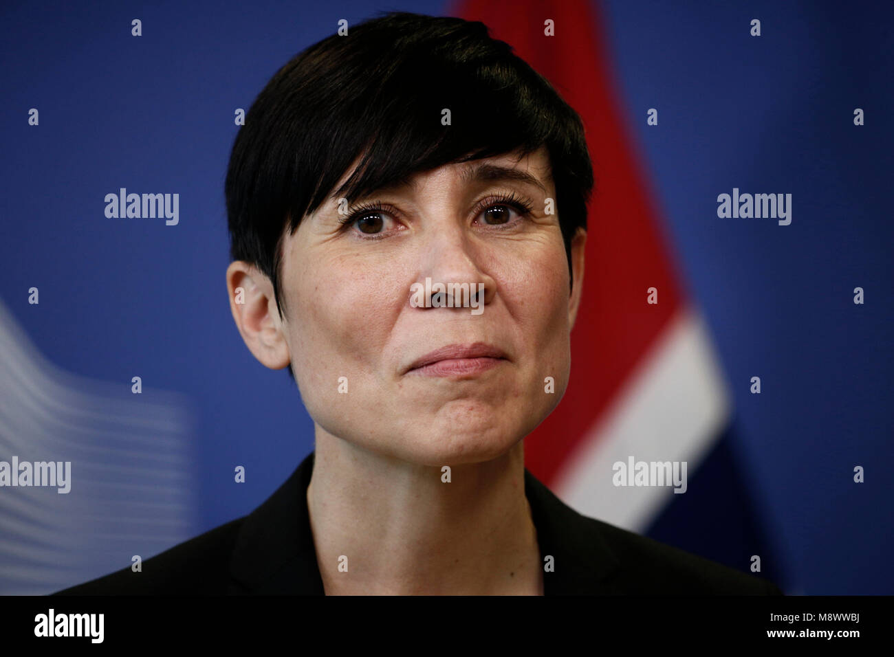 Brussels, Belgium. 20th Mar, 2018. EU High representative for foreign policy Federica Mogherini and Norway Defense Minister Ine Marie Eriksen Soreide give a press conference ahead to annual spring meeting of the International donor group for Palestine. Credit: ALEXANDROS MICHAILIDIS/Alamy Live News Stock Photo