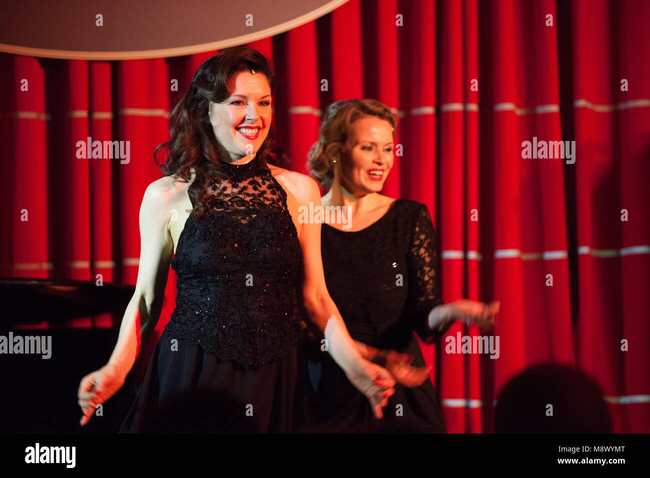 London, UK. 20th Mar, 2018. Sarah Soetaert and Josefina Gabrielle, cast members of the new revival of Chicago The Musical for the London stage perform at a press preview. Credit: Anna Watson/Alamy Live News Stock Photo