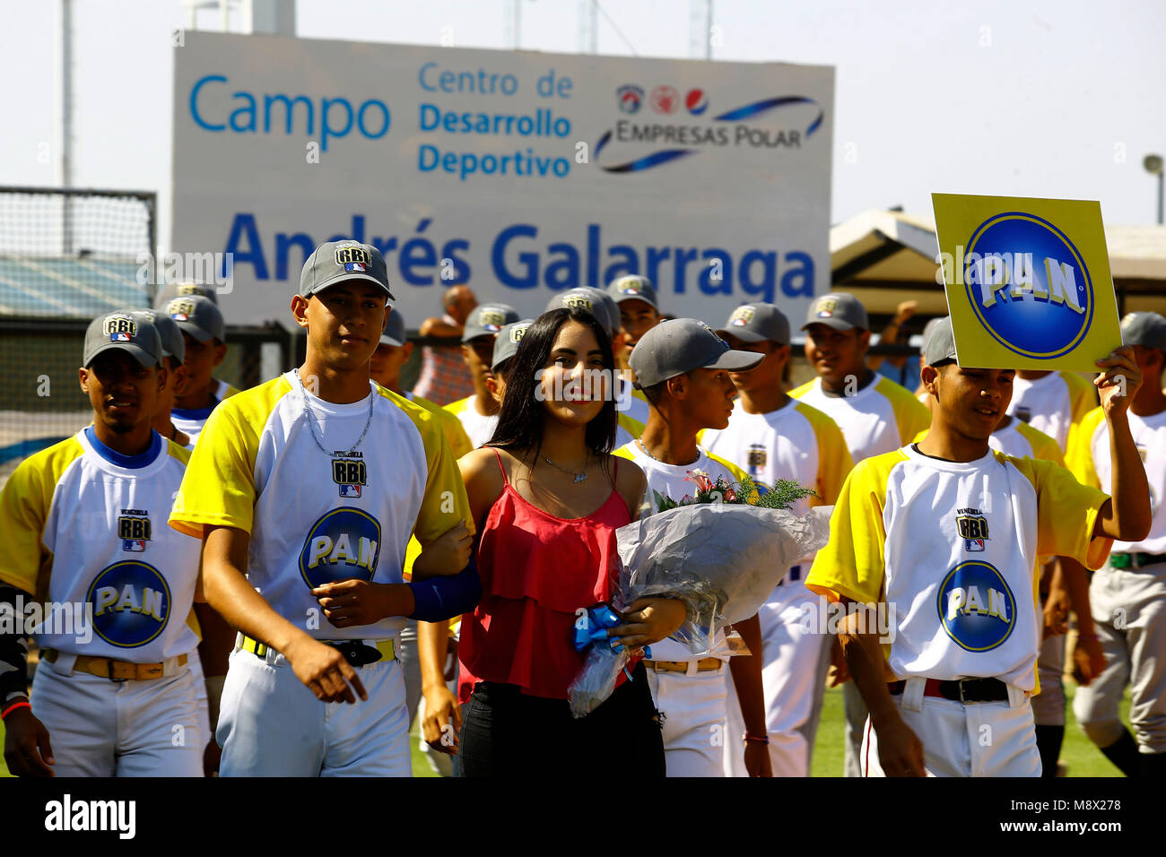 San Joaquin, Carabobo, Venezuela. 20th Mar, 2018. March 20, 2018. Empresas Polar continues to do the Revival Baseball in Innier Cities (RBI) program for 9 years. They have in their record more than 40 athletes located in national and international professional baseball organizations. In this ninth edition 120 young players will dispute 15 places for the certification as anoters level IiI with the endorsement of the Venezuelan League of Professional Baseball (LVBP) in the Parallel League and Venezuelan League of Prospects, as well as 15 places for the Certification as Umpire in alliance with Stock Photo