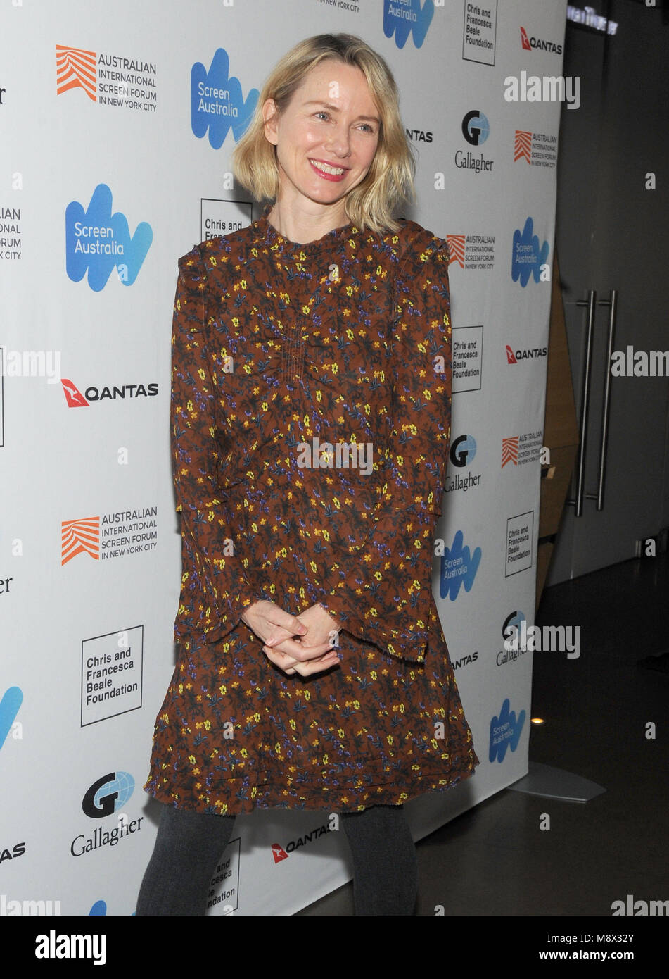 New York, NY, USA. 20th Mar, 2018. Actress Naomi Watts attend the 'Breath' premiere for the Australian International Screen Forum at Francesca Beale Theater on March 20, 2018 in New York City. Credit: John Palmer/Media Pnch/Alamy Live News Stock Photo