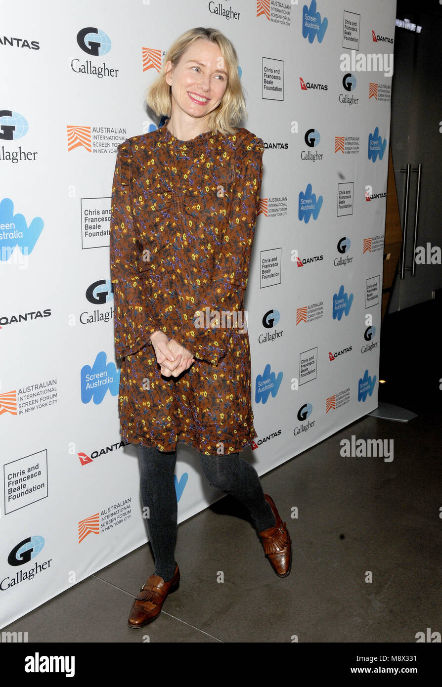 New York, NY, USA. 20th Mar, 2018. Actress Naomi Watts attend the 'Breath' premiere for the Australian International Screen Forum at Francesca Beale Theater on March 20, 2018 in New York City. Credit: John Palmer/Media Pnch/Alamy Live News Stock Photo