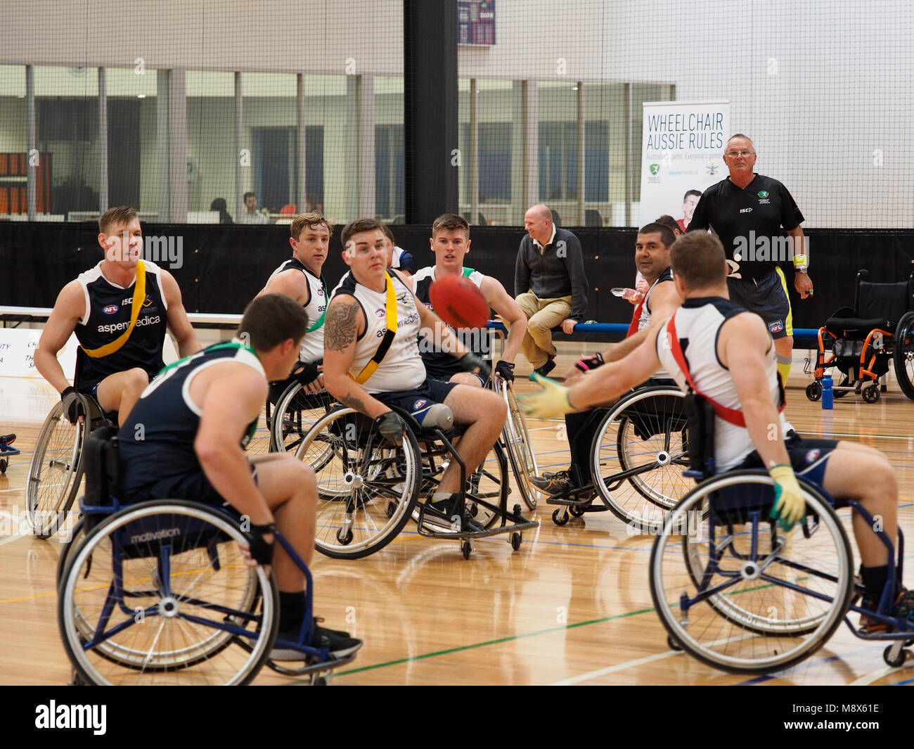 Melbourne, Australia. 21st March 2018. 2018 Wheelchair Aussie Rules National Championship, Australian Defence Force 1 vs Australian Defence Force 2. Credit W Forrester/Alamy Live News Stock Photo