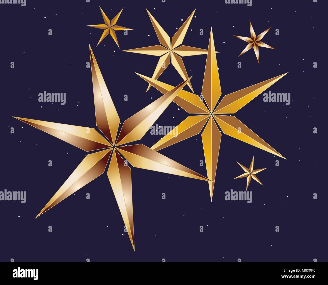 a vector illustration in eps 10 format of stylized golden stars on an ...