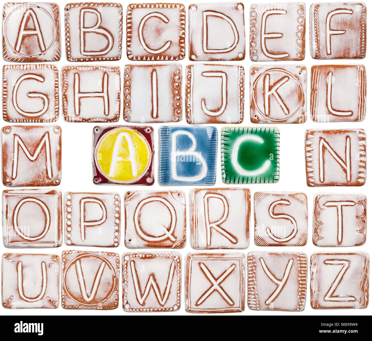 Big size handmade ceramic alphabet isolated on white background Stock ...