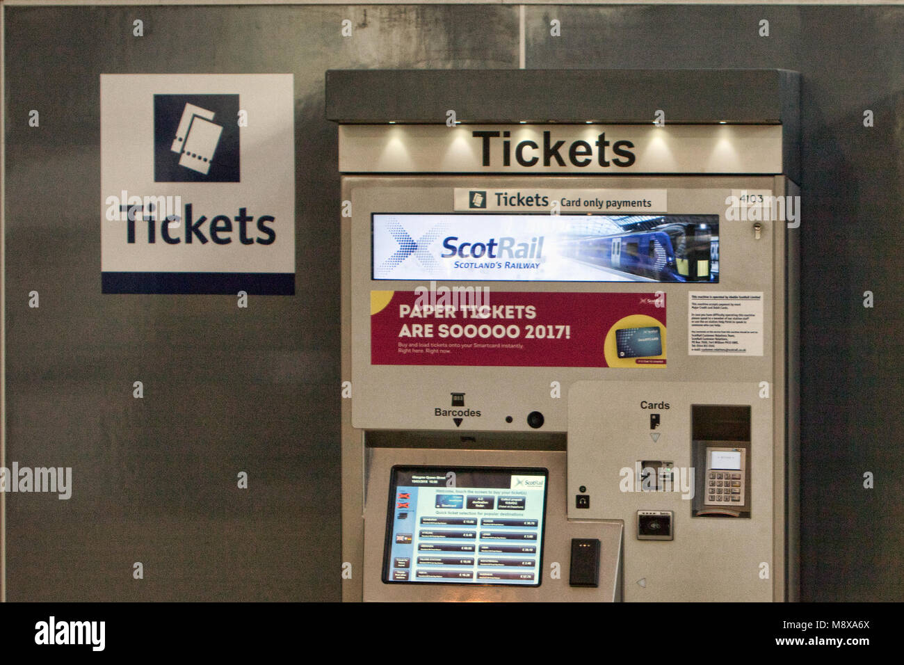 ScotRail ticket machine, Queen Street train station, Glasgow, Scotland