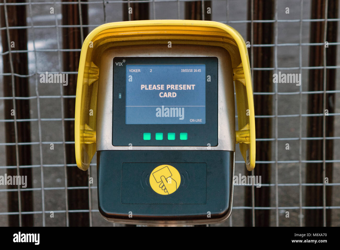 ScotRail smartcard reader (made by Vix Technology) on a train station  platform, Glasgow, Scotland Stock Photo - Alamy