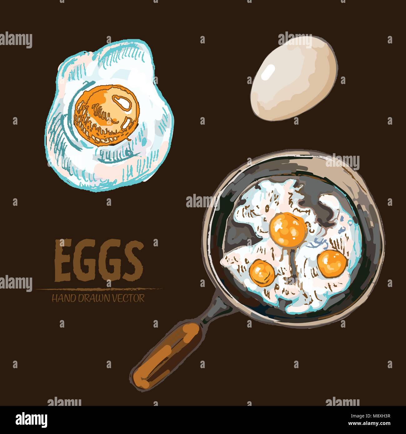 how to draw cooked eggs