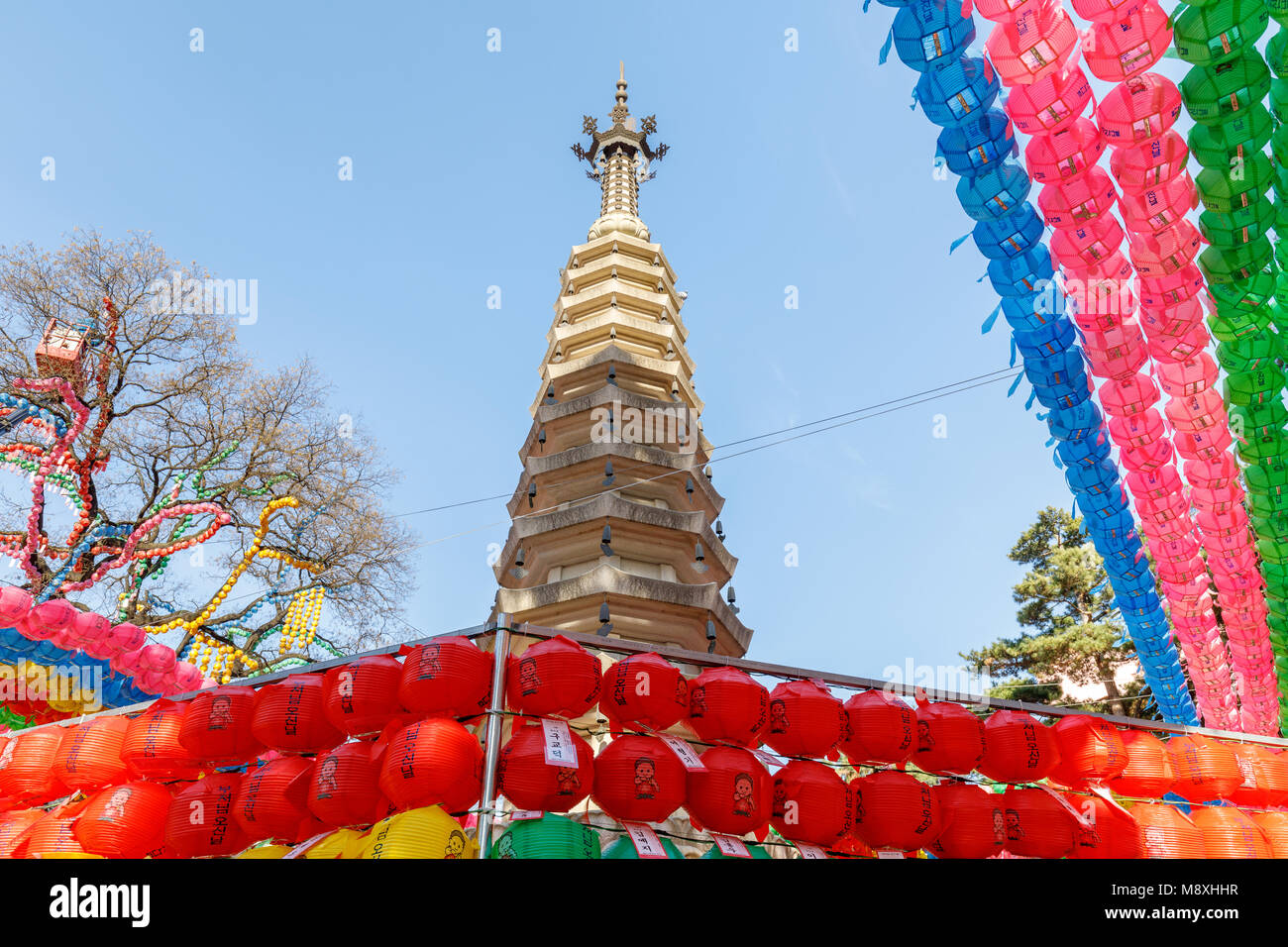 Seoul, South Korea - March 6, 2018 : Lanterns at Jogyesa Temple to celebrate Buddha's Birthday Stock Photo