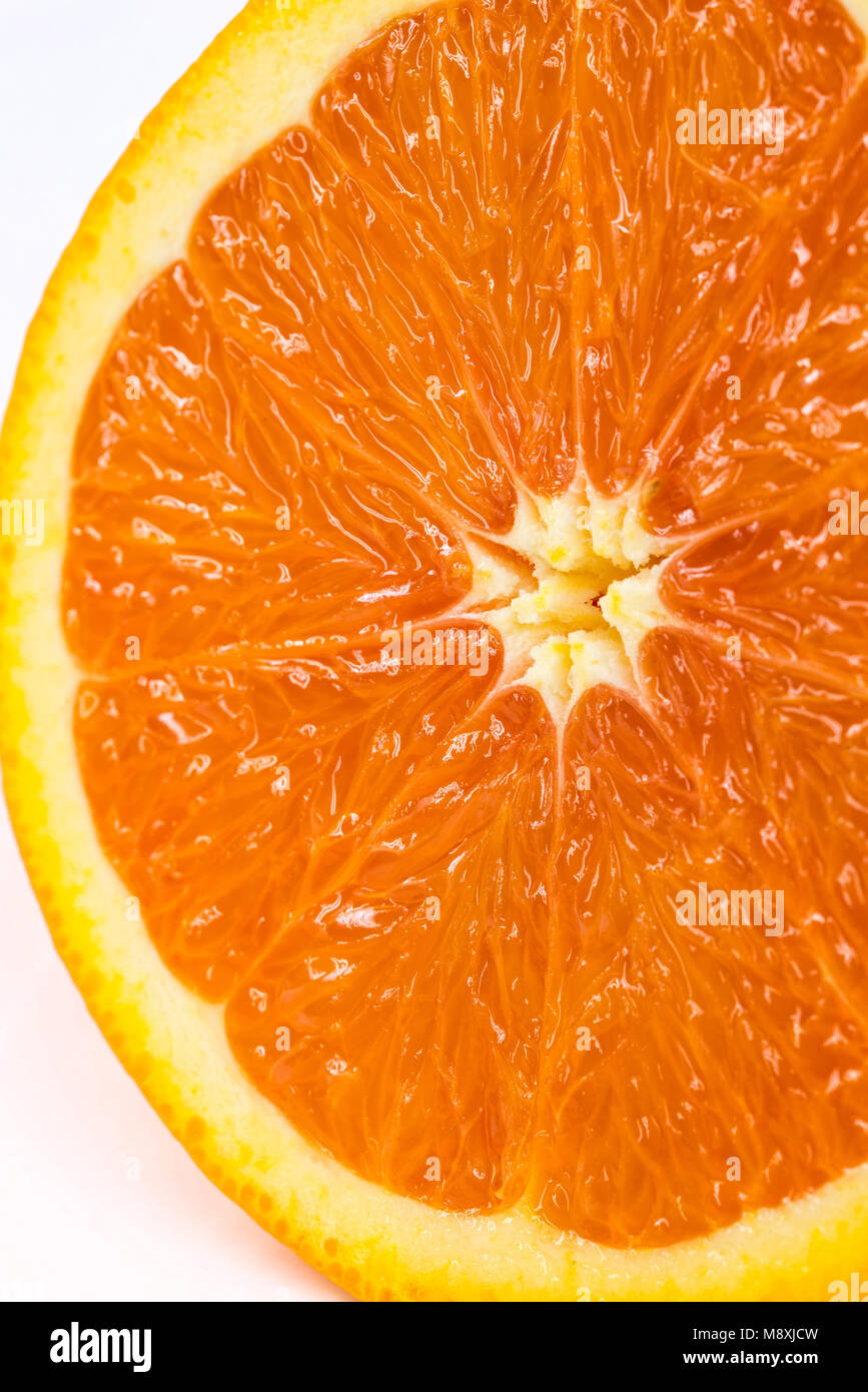 SLICE OF CARA CARA NAVAL ORANGE AKA REDFLESHED NAVAL IN STUDIO Stock