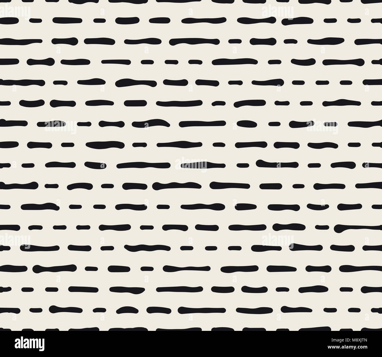 Hand drawn black and white ink striped seamless pattern. Vector grunge ...