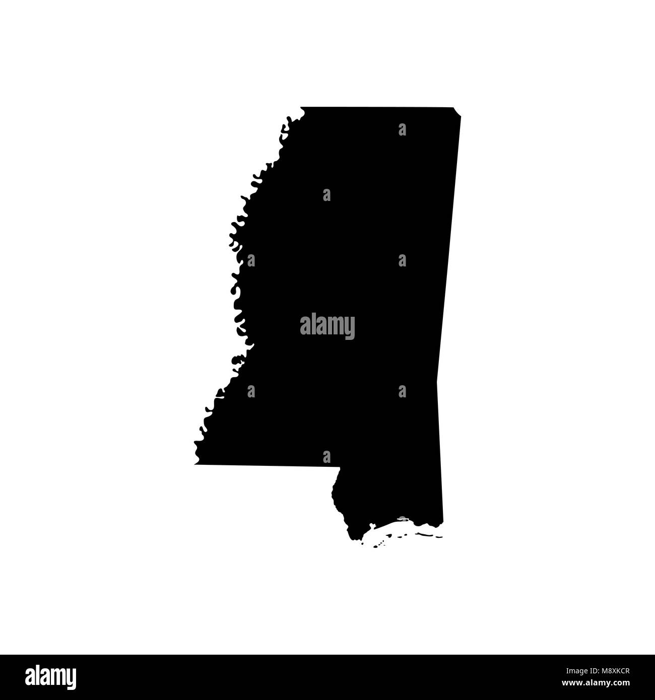 map of the U.S. state of Mississippi  Stock Vector