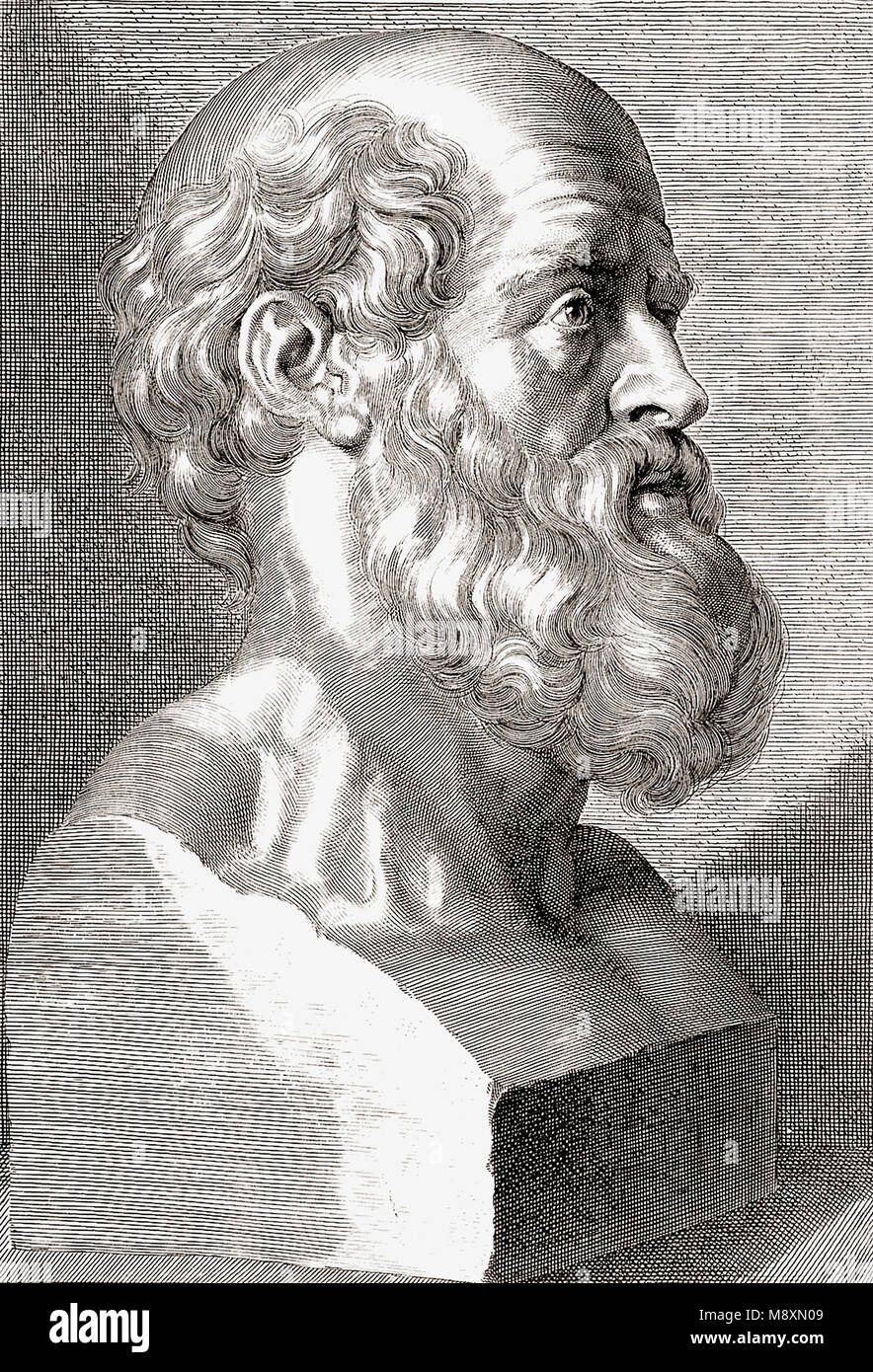 Hippocrates of Cos or Hippokrates of Kos, c.460 BC to c. 370 BC.  Ancient Greek physician of the Age of Pericles. Stock Photo