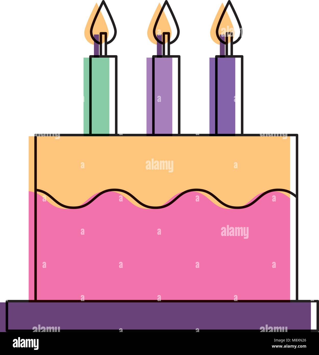 delicious birthday cake with three candles Stock Vector Image & Art Alamy