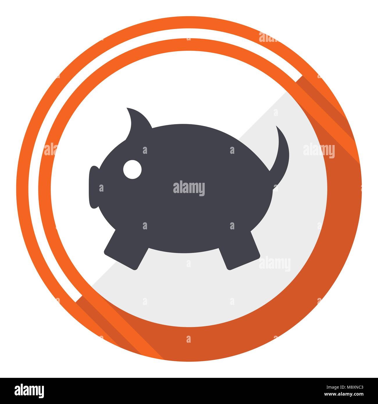 Piggy bank orange flat design vector web icon Stock Vector Image & Art ...