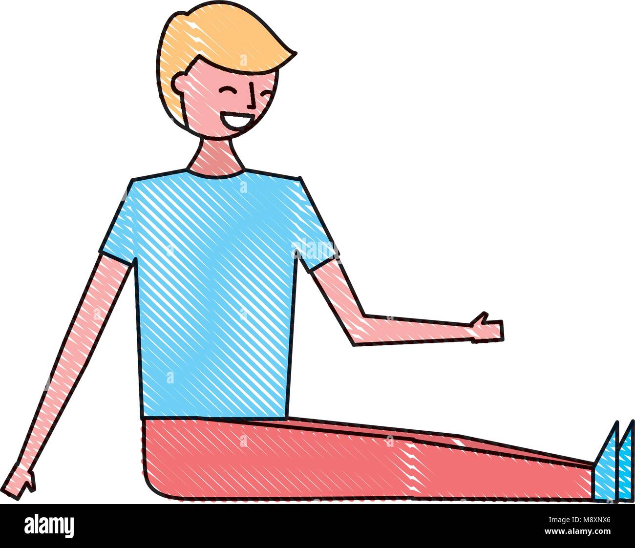 man sitting on the floor with legs stretched Stock Vector Image & Art