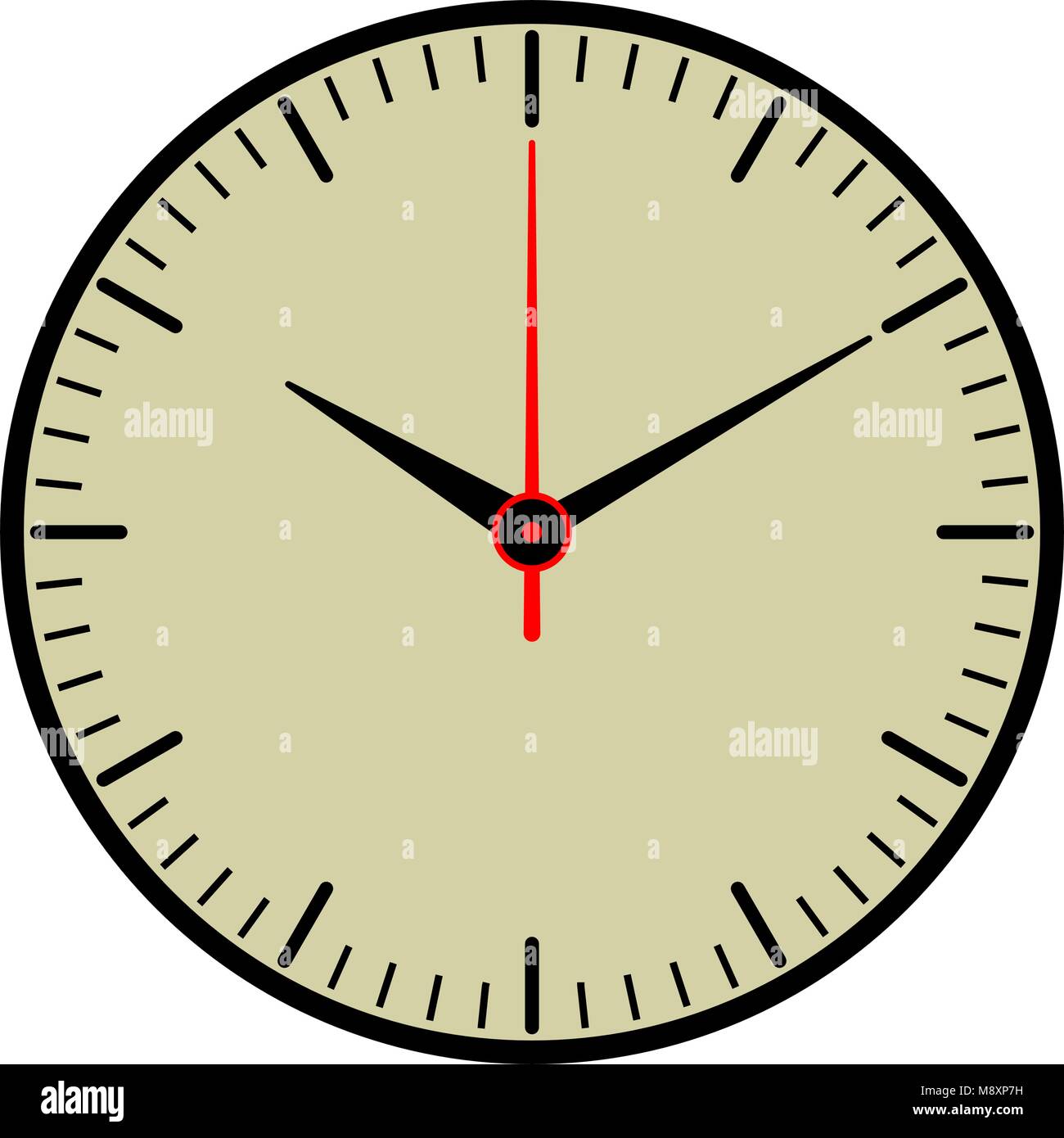 Analog clock illustration with red second hand Stock Vector Image & Art