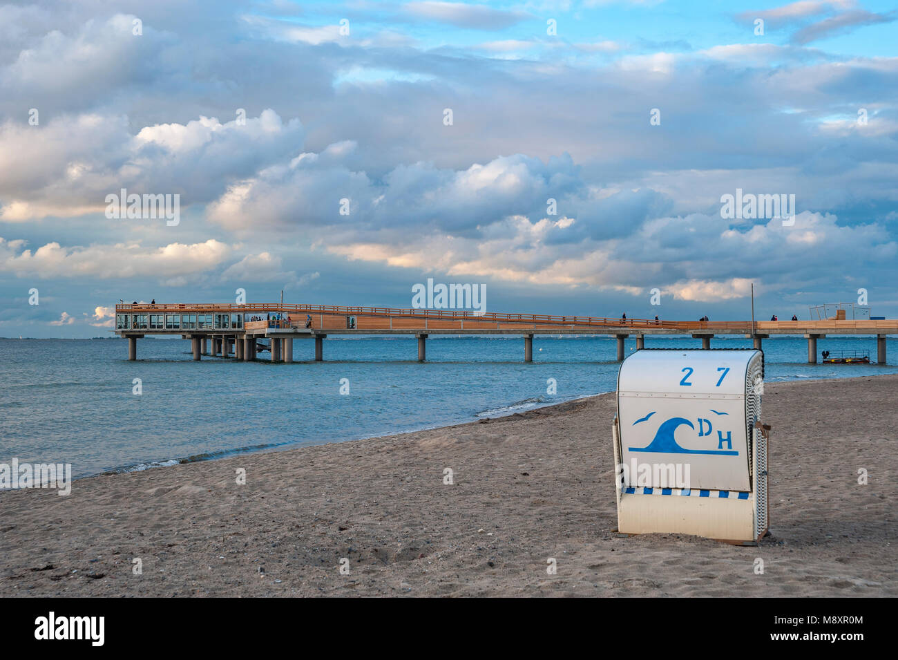 Beach with pier, Heiligenhafen, Baltic Sea, Schleswig-Holstein, Germany, Europe Stock Photo