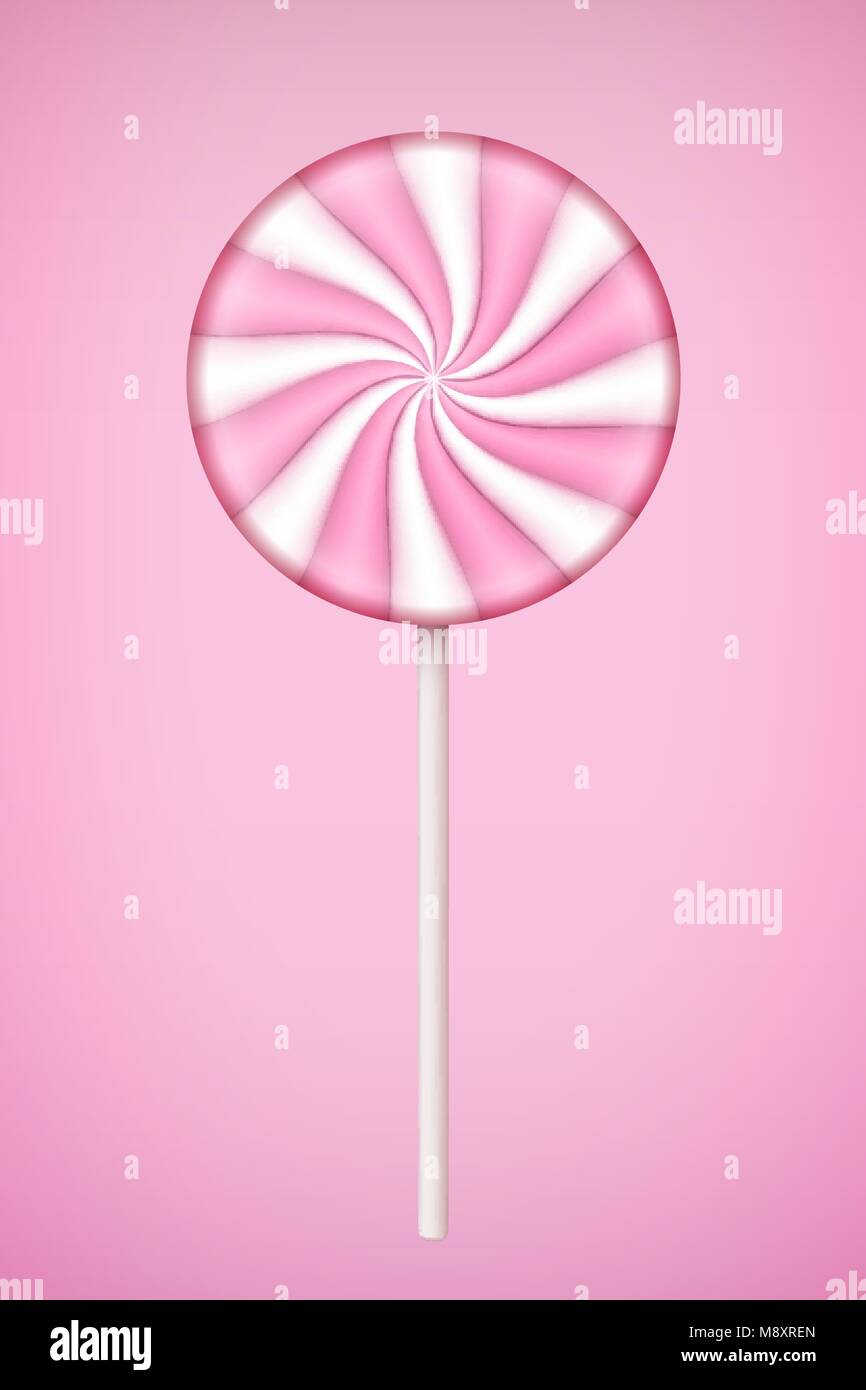 Pink Lolipop candy on pastel pink background. Stock Vector