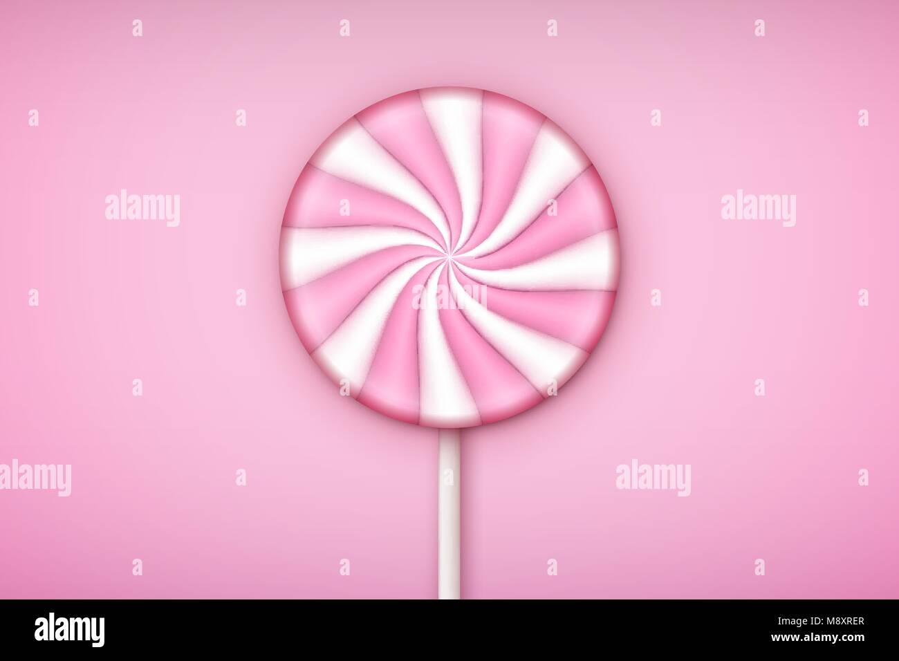 Pink Lolipop candy on pastel pink background. Stock Vector