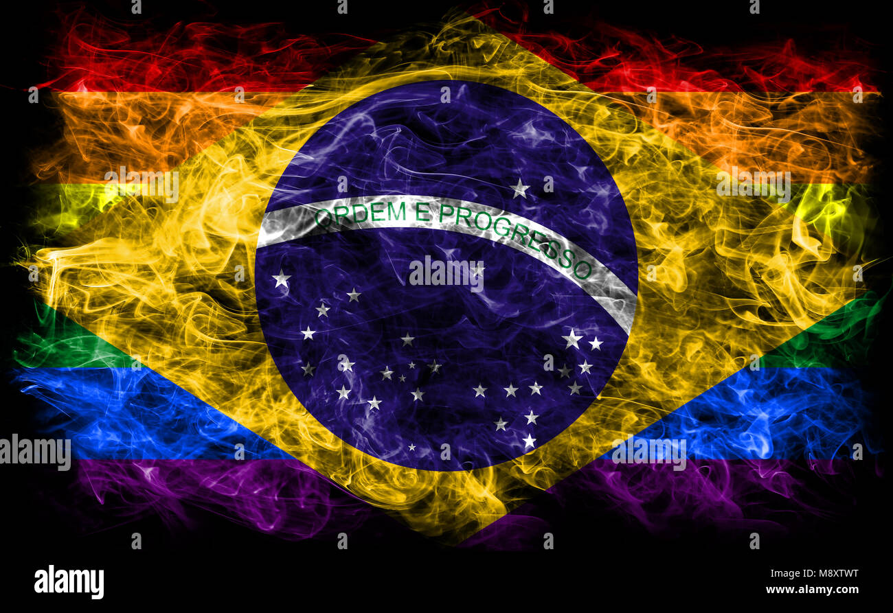 Brazil Gay smoke flag, Brazil flag Stock Photo