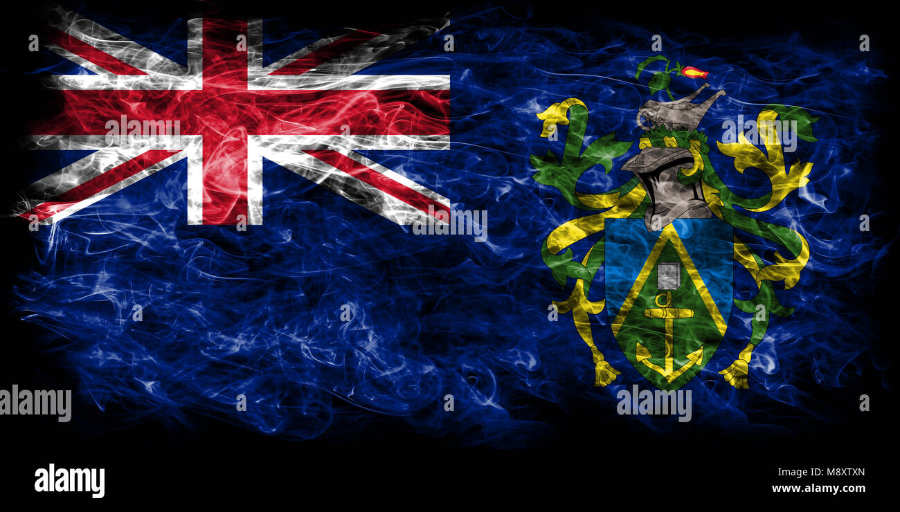 Pitcairn Islands smoke flag, British Overseas Territories, Britain dependent territory flag Stock Photo
