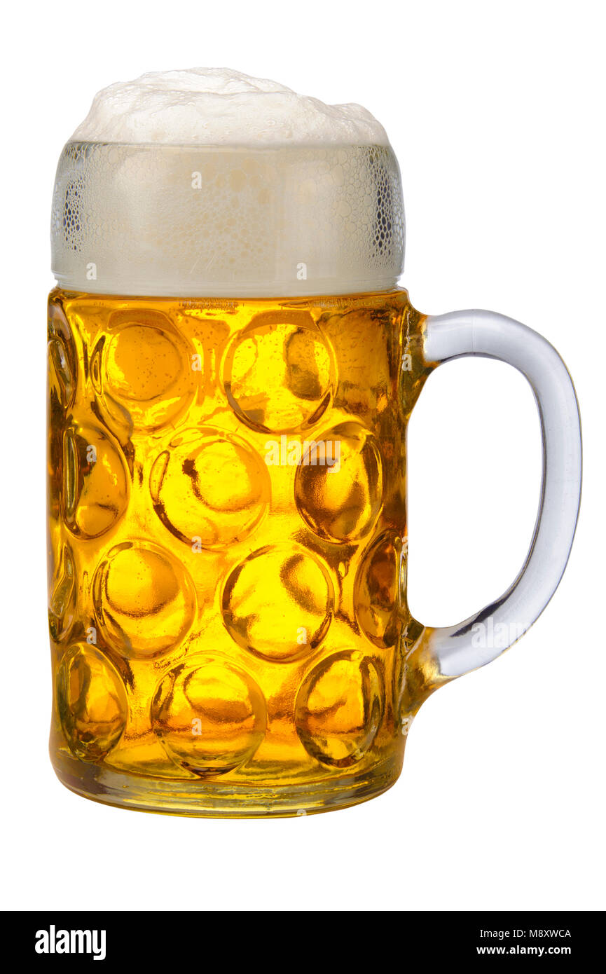 big glass of bavarian lager beer Stock Photo