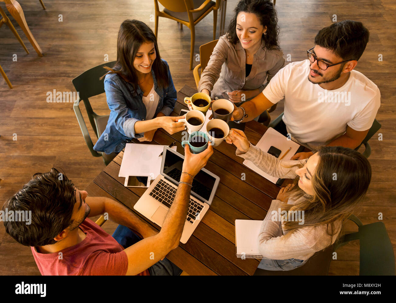 Coffee Maker And Toast Friends Forever Tote Bag Group of Friends at Cafe Having Coffee Together Stock Photo