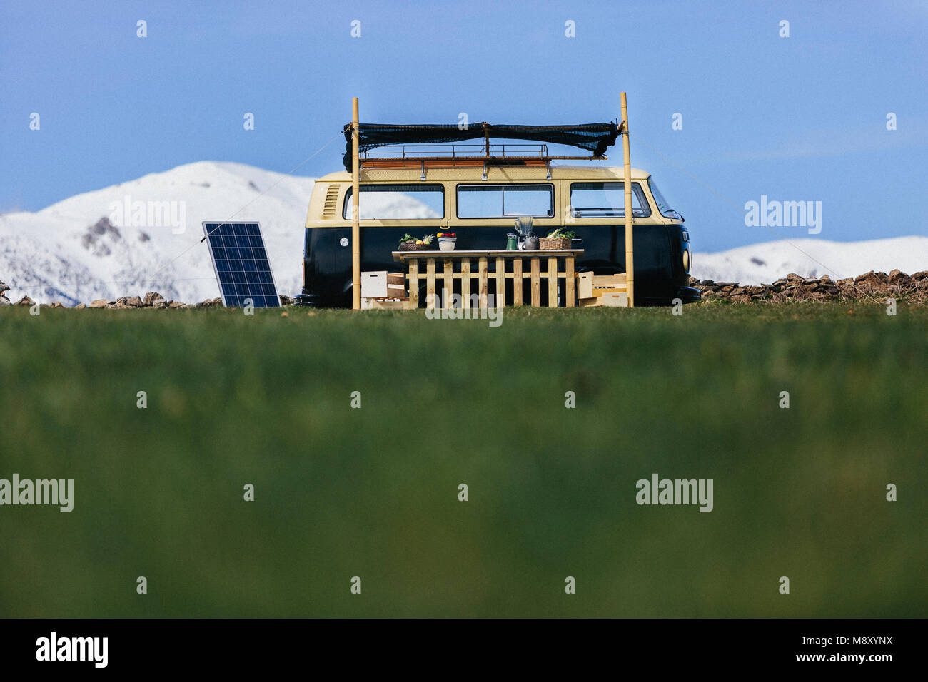 Volkswagen Transporter food truck in the nature Stock Photo Alamy