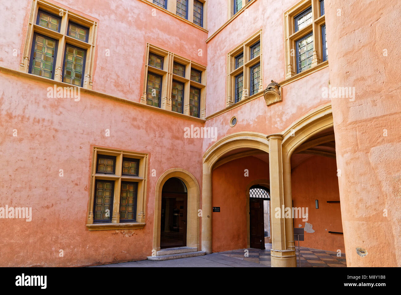 LYON, FRANCE, March 11, 2018 : Renaissance Architecture of the outsides of Gadagne Museum. Stock Photo