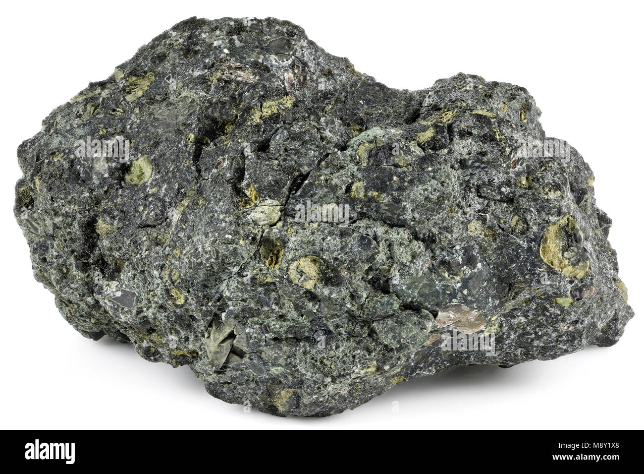 diamond bearing natural rough Kimberlite from South Africa isolated on white background Stock Photo