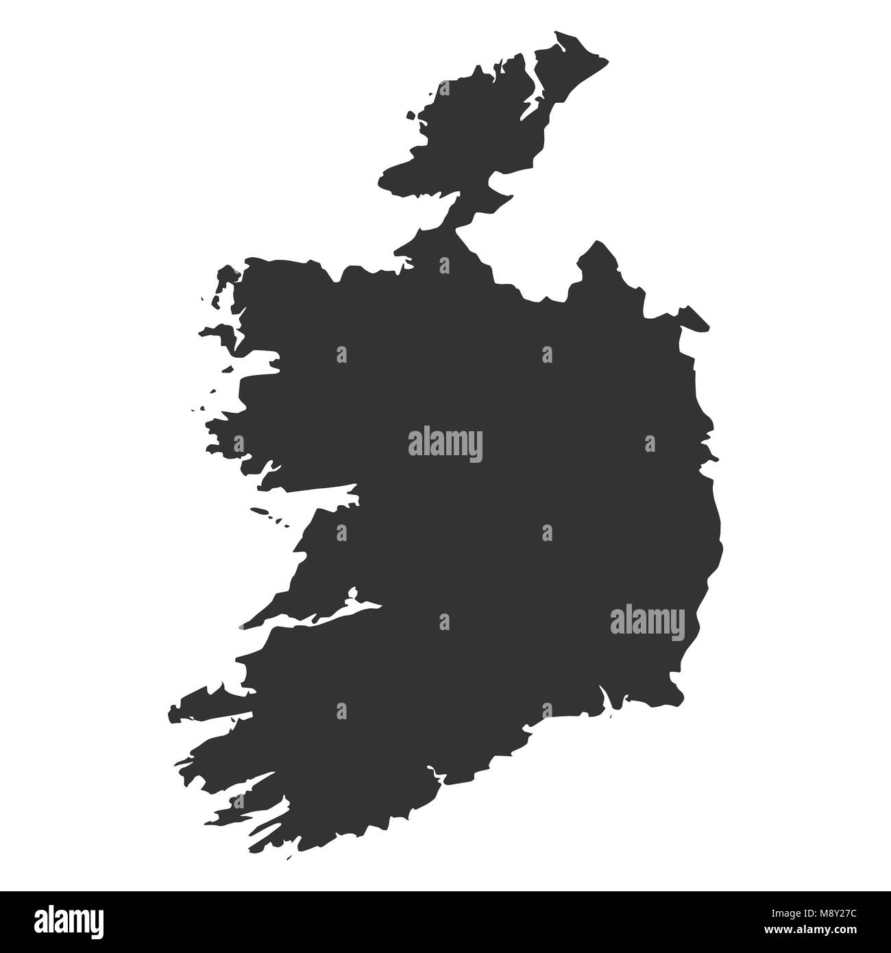 Ireland map simple black white silhouette. Vector illustration. Stock Vector
