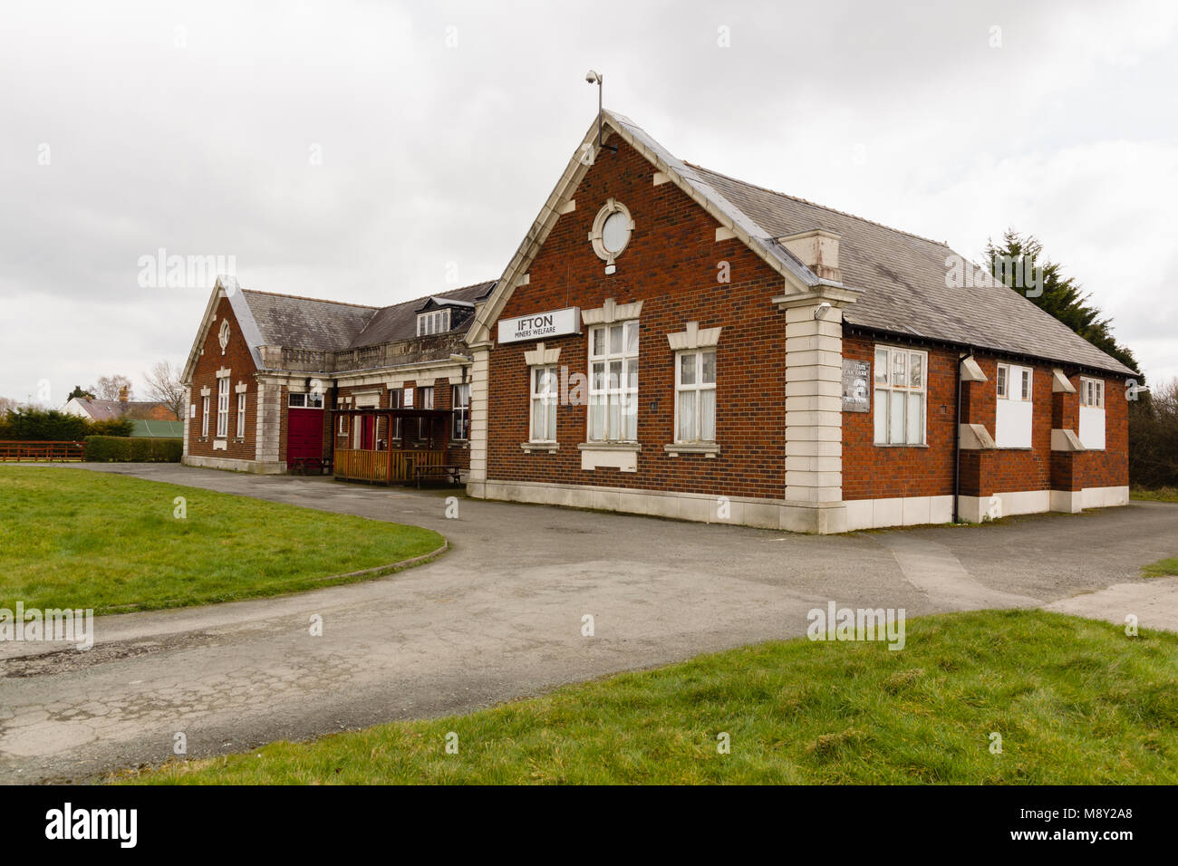 Ifton Miners Welfare Institute in Saint Martins Shropshire built in 1931 it provides recreational facilities in the former mining community Stock Photo