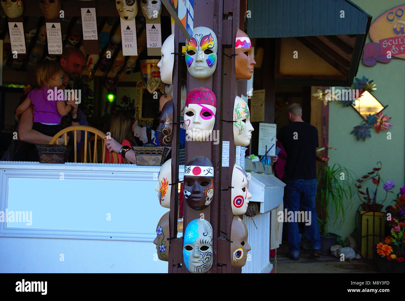 Period masks at Renaissance Festival Stock Photo