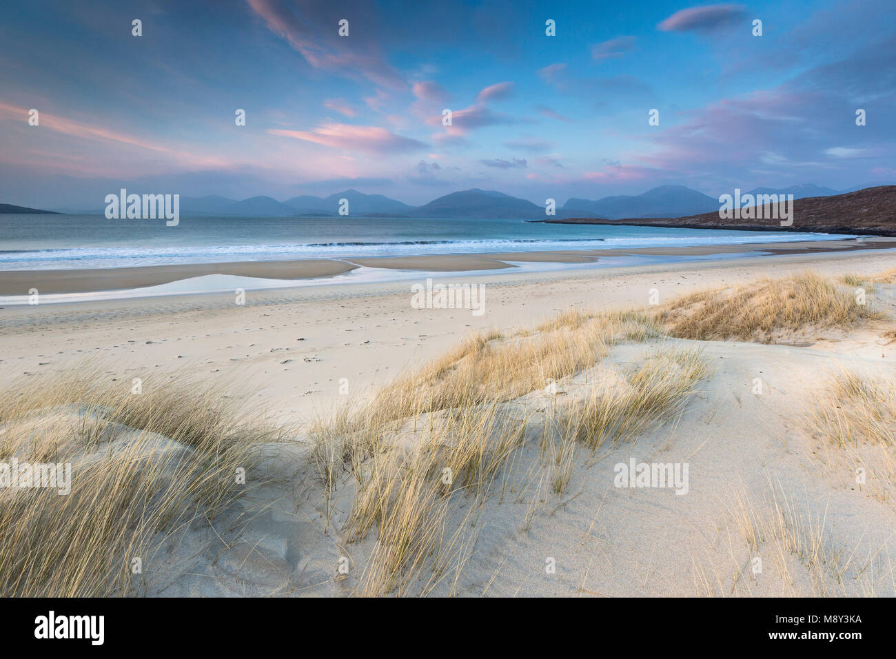 Luskentyre beach on the Isle of Harris in the Outer Hebrdes. Stock Photo