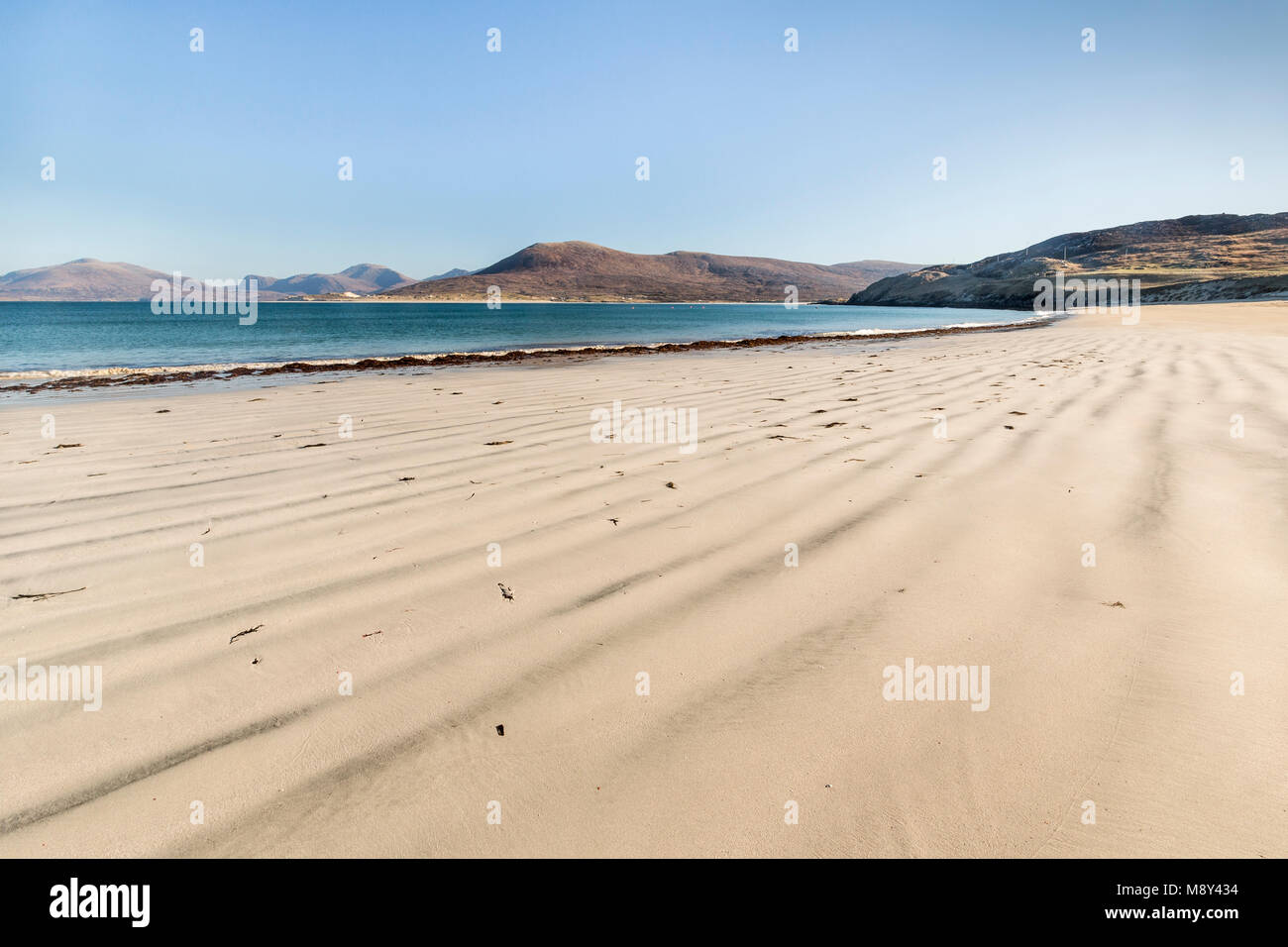 Coastline at Seilebost on the Isle of Harris in the Outer Hebrides. Stock Photo