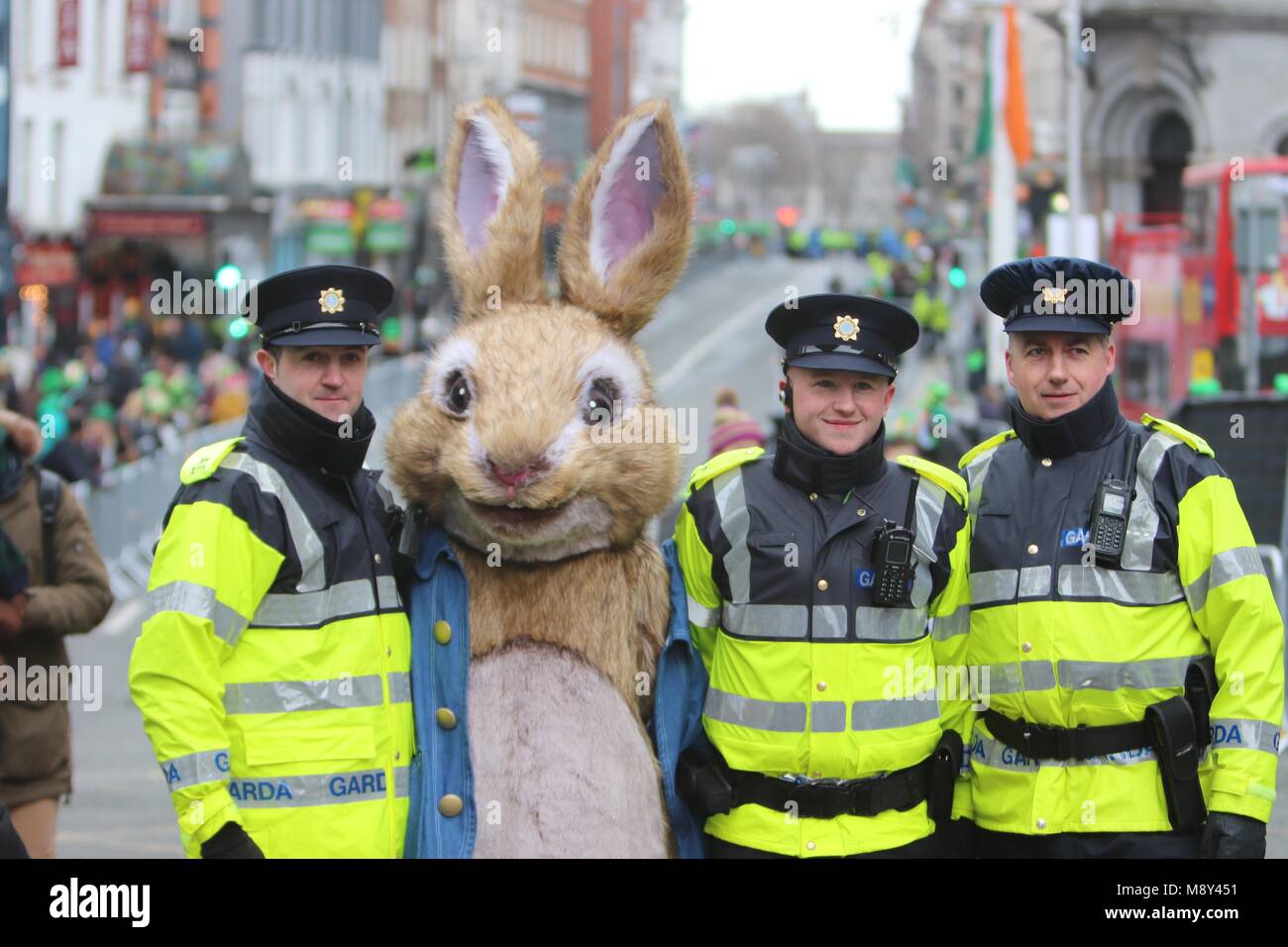Peter Rabbit In St. Patrick's Day Parade Dublin 2018 Stock Photo