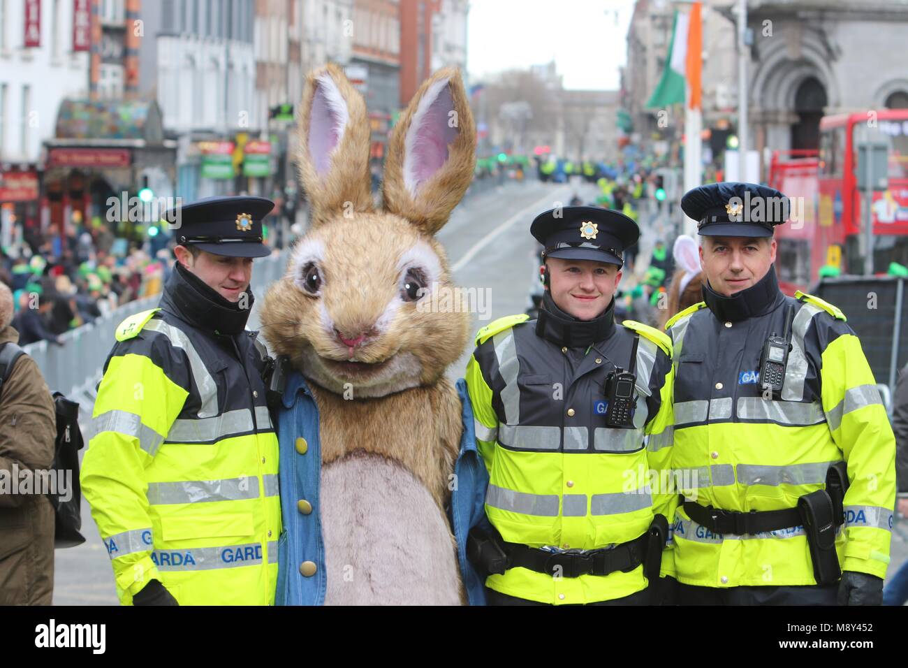 Peter Rabbit In St. Patrick's Day Parade Dublin 2018 Stock Photo