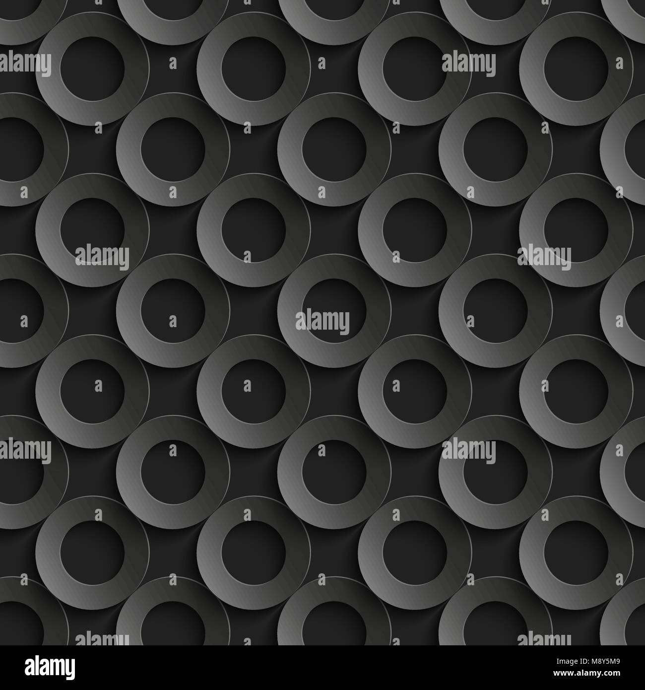 Seamless pattern with paper cut 3D black circles Stock Vector