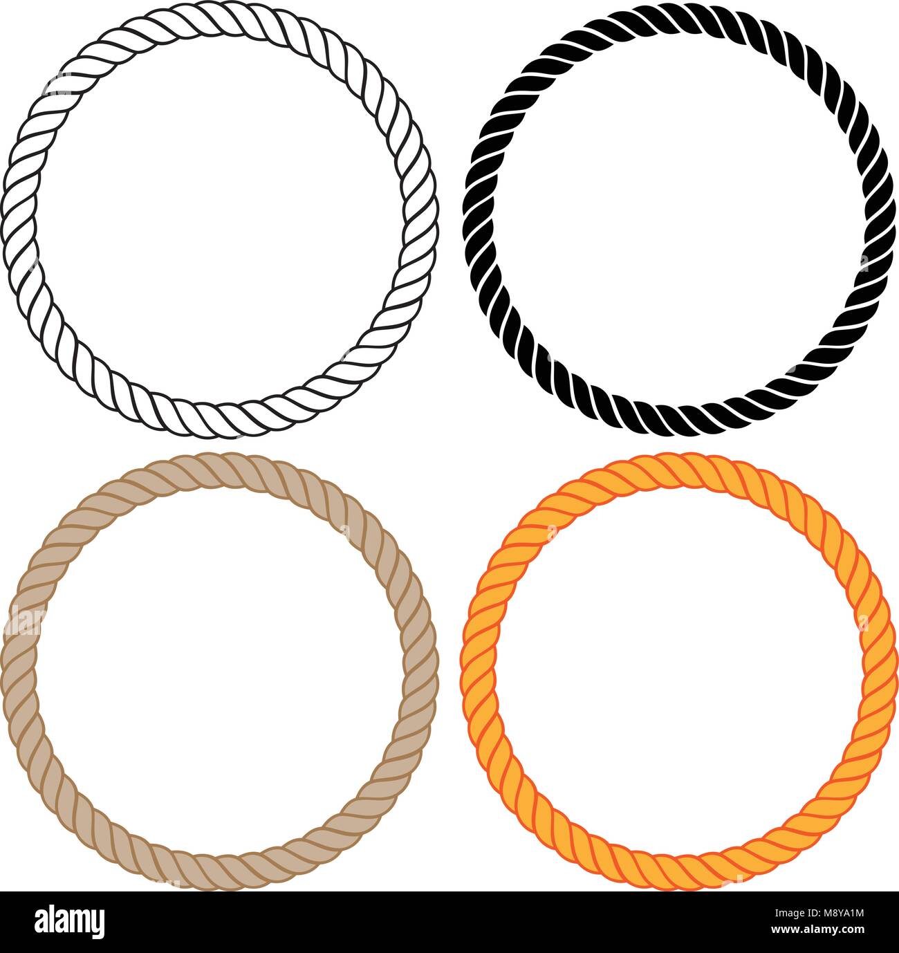 Braided twisted rope circles vector illustration Stock Vector
