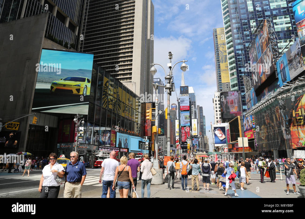 NYC Times Square at sunny day. Stock Photo