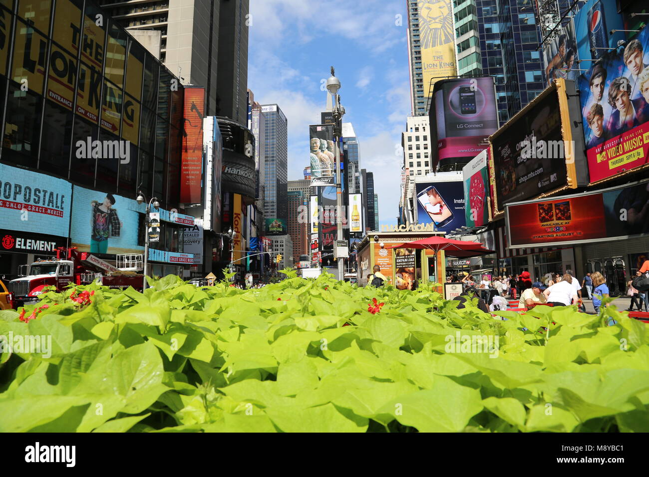 NYC Times Square at sunny day. Stock Photo